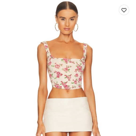 Knitted Corset Top in Cream Floral / XS / never worn - Picture 1 of 10